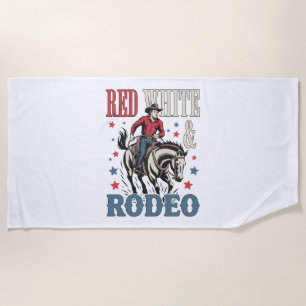 4th of July Rodeo Cowboy Beach Towel