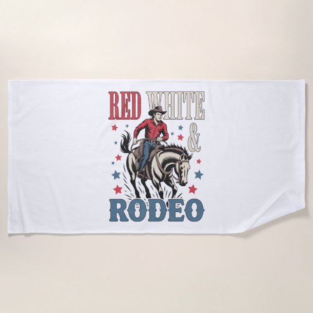 4th of July Rodeo Cowboy Beach Towel (Front)