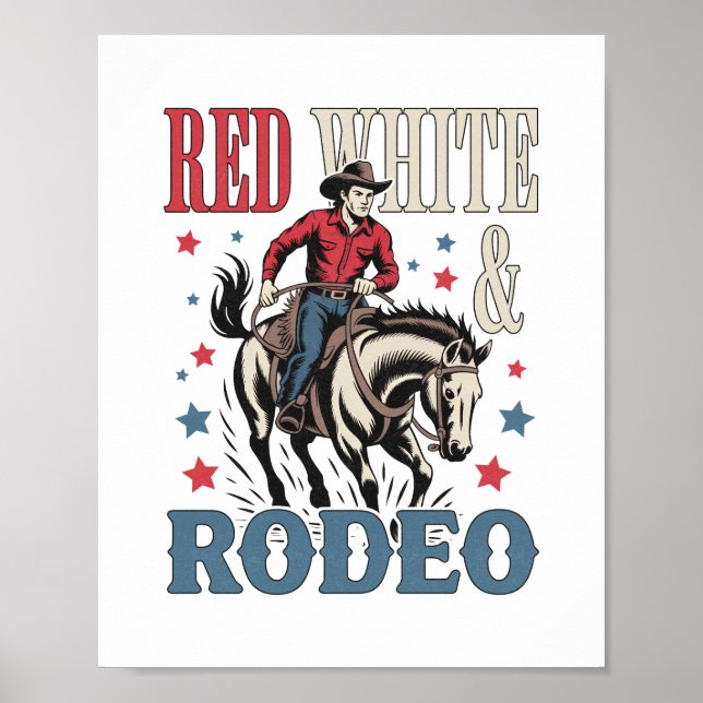 4th of July Rodeo Cowboy Poster (Front)