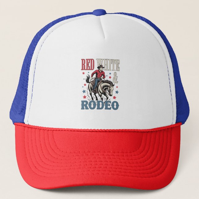 4th of July Rodeo Cowboy Trucker Hat (Front)