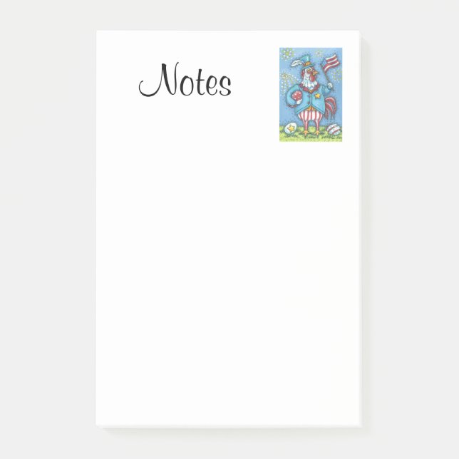 4TH OF JULY ROOSTER, CHICKEN 3M Post-it® Notes (Front)