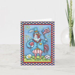 4TH OF JULY ROOSTER, CHICKEN GREETING CARD Verse