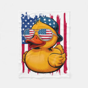 4th Of July Rubber Duck Patriotic Fourth Of July F Fleece Blanket