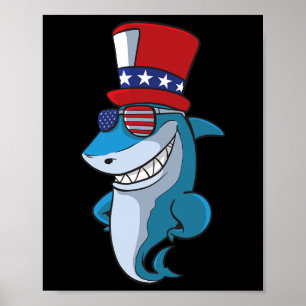 4th Of July Shark For Kids Poster