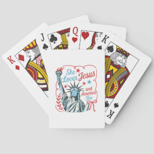 4th of July She Loves Jesus and America Too Christ Playing Cards