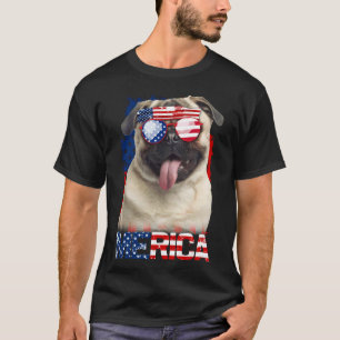 4Th Of July Shirt American Flag Pugs Dog Lover 564
