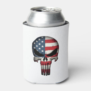 4th Of July Shirt For Women Men American Flag Skul Can Cooler