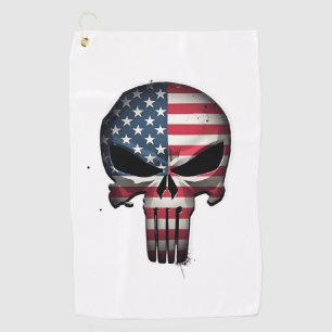 4th Of July Shirt For Women Men American Flag Skul Golf Towel