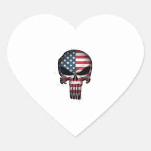 4th Of July Shirt For Women Men American Flag Skul Heart Sticker