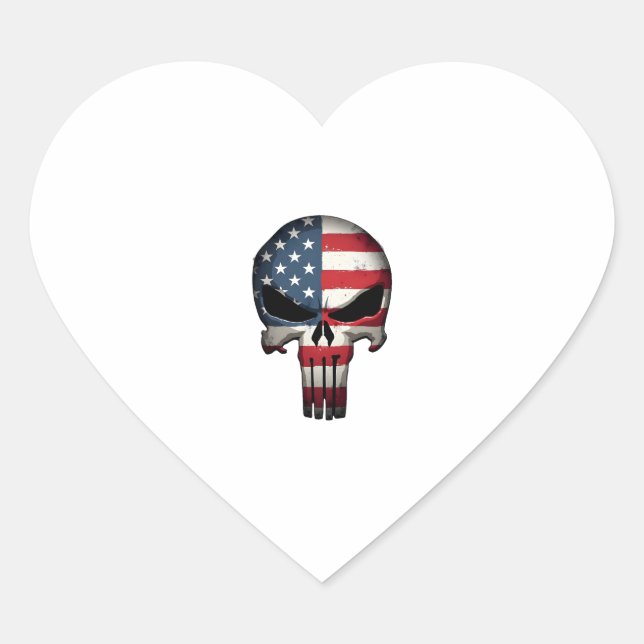 4th Of July Shirt For Women Men American Flag Skul Heart Sticker (Front)