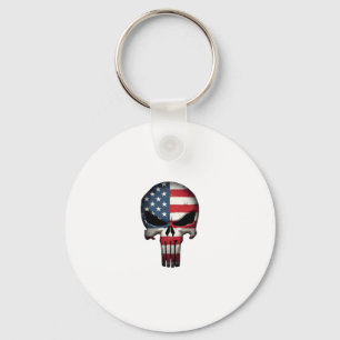 4th Of July Shirt For Women Men American Flag Skul Key Ring