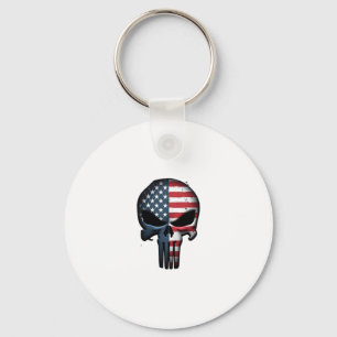 4th Of July Shirt For Women Men American Flag Skul Key Ring
