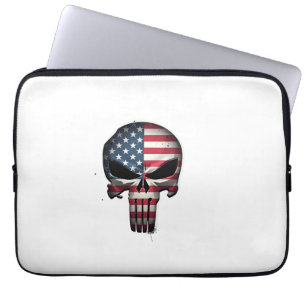 4th Of July Shirt For Women Men American Flag Skul Laptop Sleeve