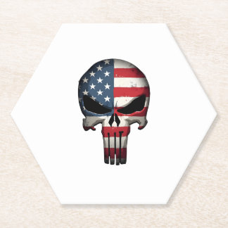 4th Of July Shirt For Women Men American Flag Skul Paper Coaster