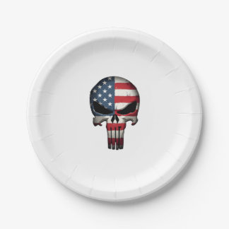 4th Of July Shirt For Women Men American Flag Skul Paper Plate