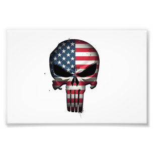 4th Of July Shirt For Women Men American Flag Skul Photo Print