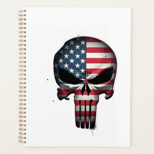 4th Of July Shirt For Women Men American Flag Skul Planner