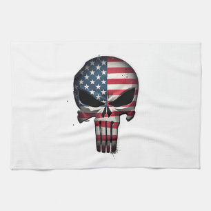 4th Of July Shirt For Women Men American Flag Skul Tea Towel