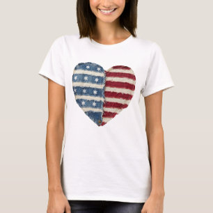 4th of July Shirt Patchwork, retro heart Patriotic
