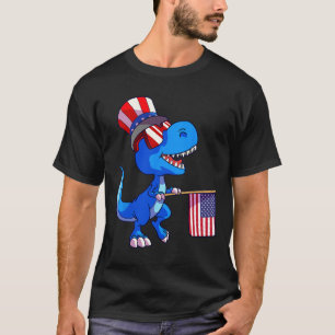 4th Of July Shirt Us Flag Dino Kids Boys Patriotic