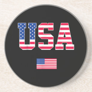 4th of July Shirt USA Patriotic US American Flag W Coaster