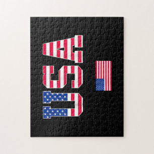 4th of July Shirt USA Patriotic US American Flag W Jigsaw Puzzle
