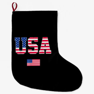 4th of July Shirt USA Patriotic US American Flag W Large Christmas Stocking