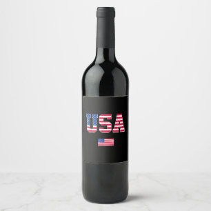 4th of July Shirt USA Patriotic US American Flag W Wine Label