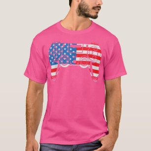 4th of July Shirt Video Game Gamer USA Flag Kids B