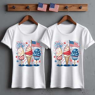 4th of July Shirt with Ice Cream & Flag