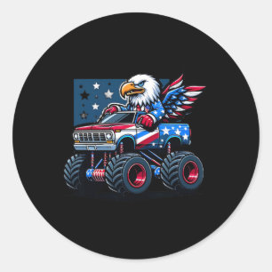 4th Of July Shirts Boys Kids American Flag Truck E Classic Round Sticker