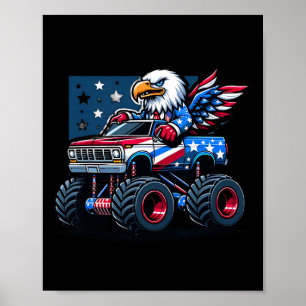 4th Of July Shirts Boys Kids American Flag Truck E Poster