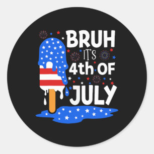 4th Of July Shirts For Kids Bruh Ice Pops Boys Gir Classic Round Sticker
