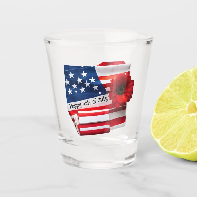 4th of July  Shot Glass (Front)