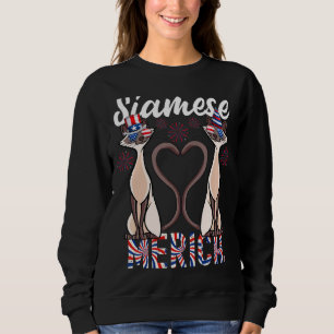 4th Of July Siamese Cat Merica Heart American Flag Sweatshirt