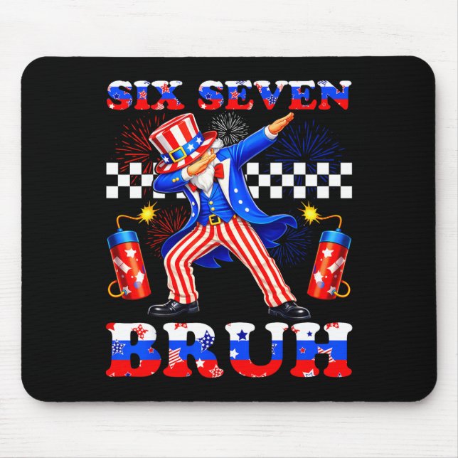 4th of july six seven bruh uncle sam dabbing 67 mouse mat (Front)