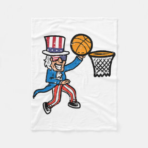4th Of July Sketll Uncle Sam America Men Boys Kids Fleece Blanket