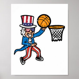 4th Of July Sketll Uncle Sam America Men Boys Kids Poster