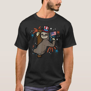 4th Of July Sloth American Flag Cute America Men W T-Shirt