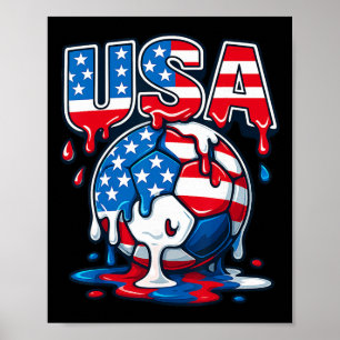 4th Of July Soccer Ice Cream Kids Design Poster