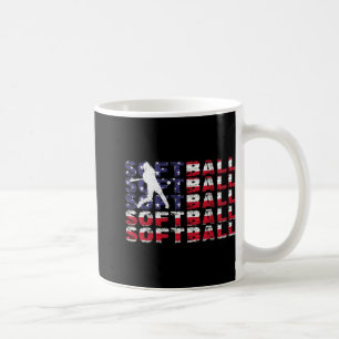 4th Of July Softball American Flag Vintage Patriot Coffee Mug