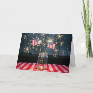 4th of July Sparklers and Flags In a Jar Card