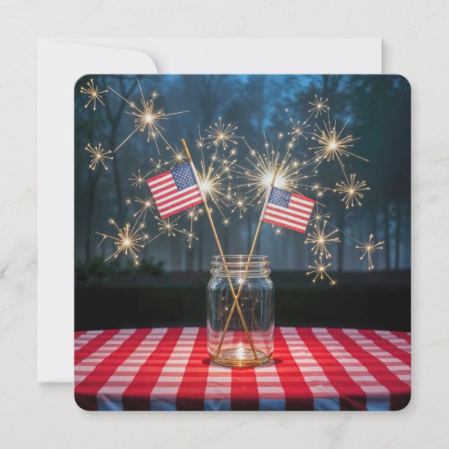 4th of July Sparklers and Flags Invitation (Front)