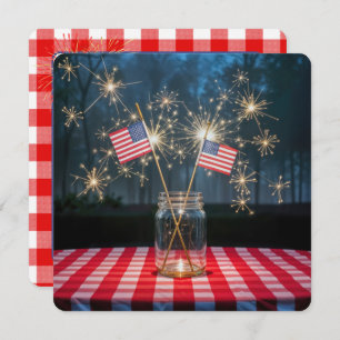 4th of July Sparklers and Flags Invitation