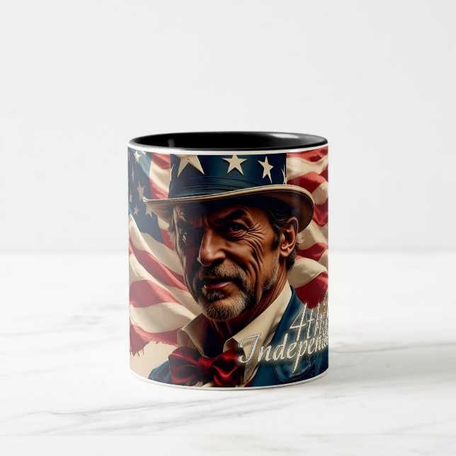 4th of July – Spirit of Independence Two-Tone Coffee Mug (Center)