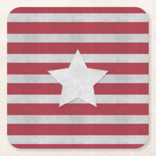 4th of July Square Paper Coaster