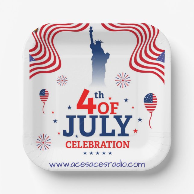 4th of july square paper plate (Front)