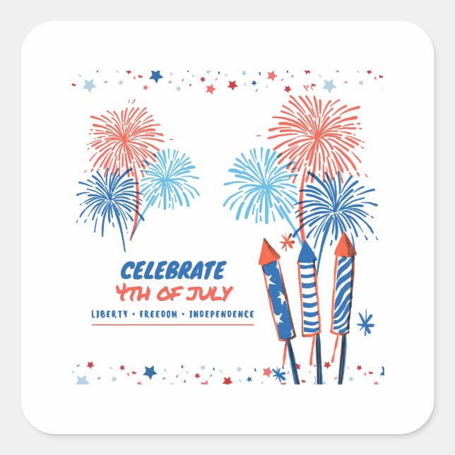 4th of july  square sticker (Front)