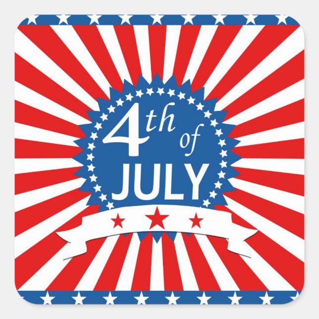4th of July Square Sticker (Front)