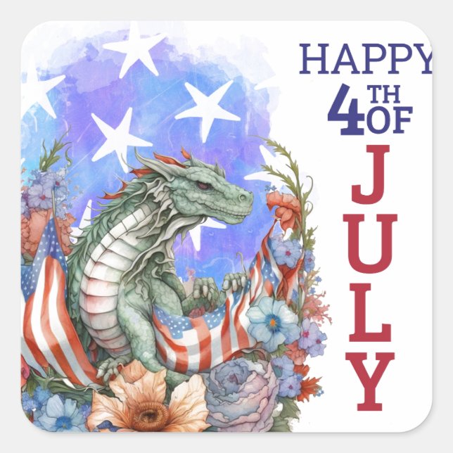4th Of July Square Sticker (Front)